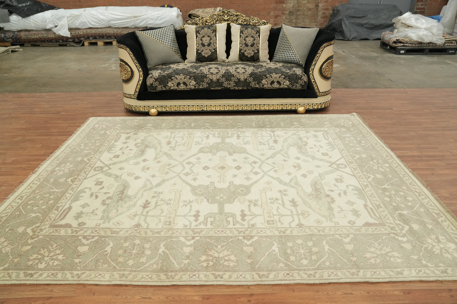 Classic Beige Toned Oushak Indian Wool Rug 8x10