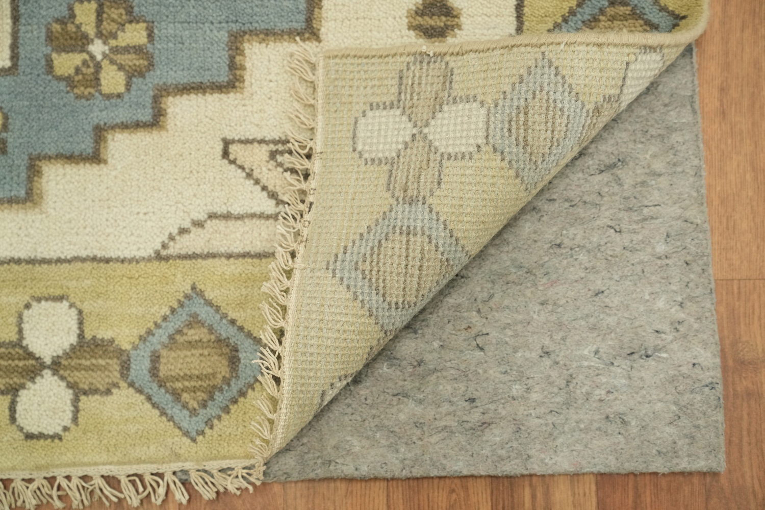 Traditional Beige and Blue Oushak Hand Made Area Rug 8x10