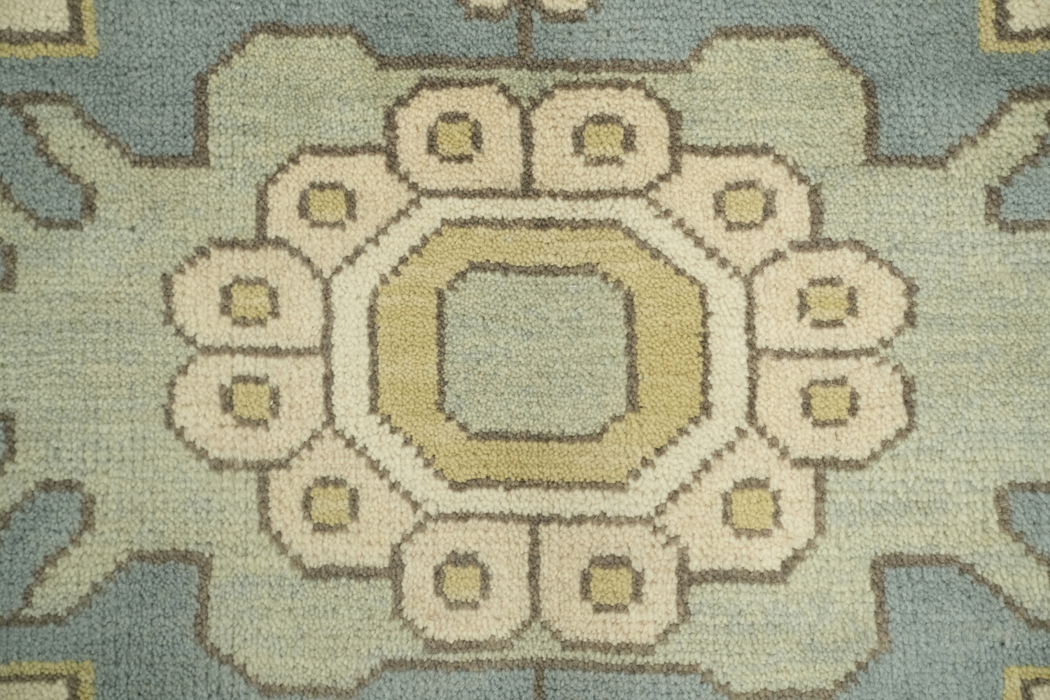 Traditional Beige and Blue Oushak Hand Made Area Rug 8x10