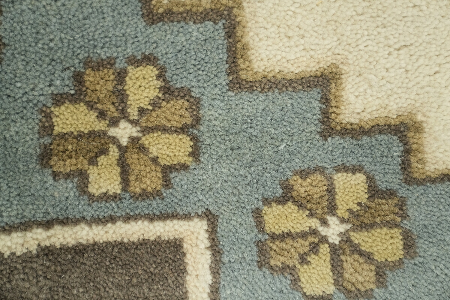Traditional Beige and Blue Oushak Hand Made Area Rug 8x10