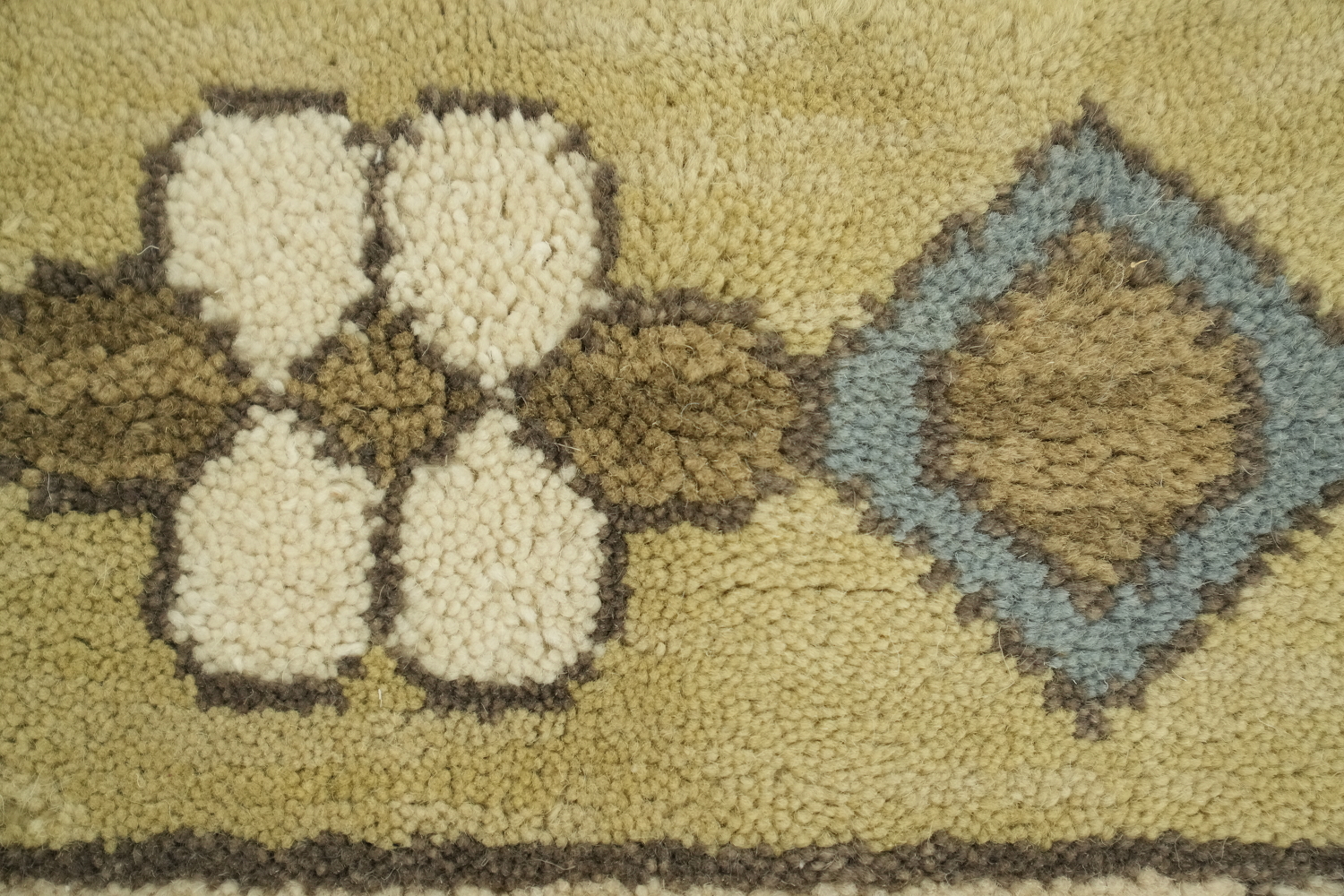 Traditional Beige and Blue Oushak Hand Made Area Rug 8x10