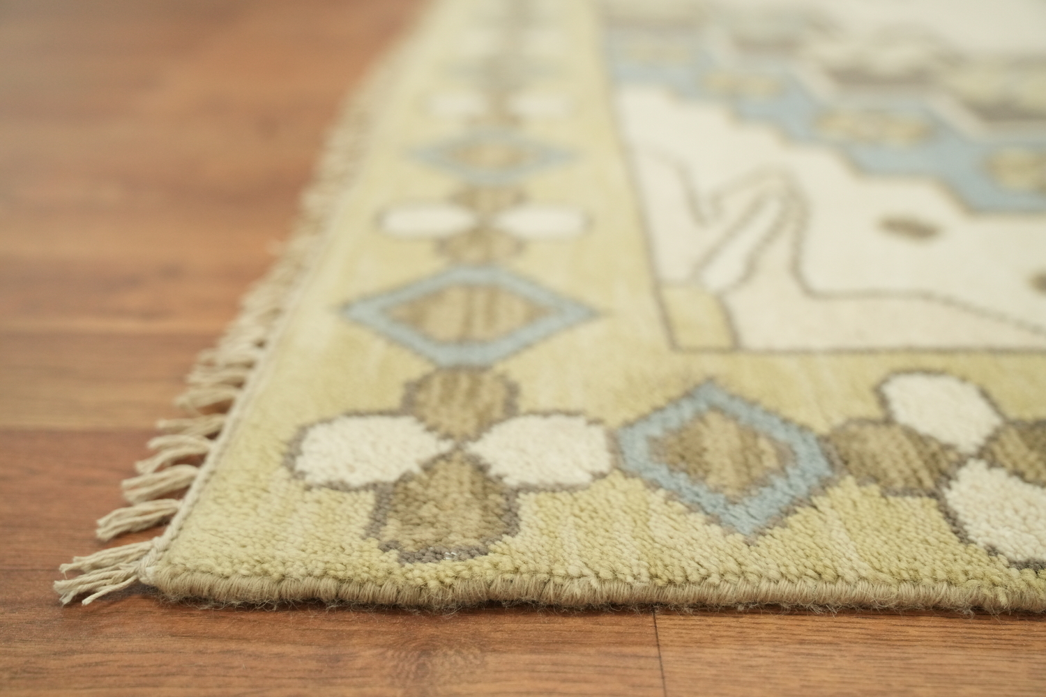 Traditional Beige and Blue Oushak Hand Made Area Rug 8x10