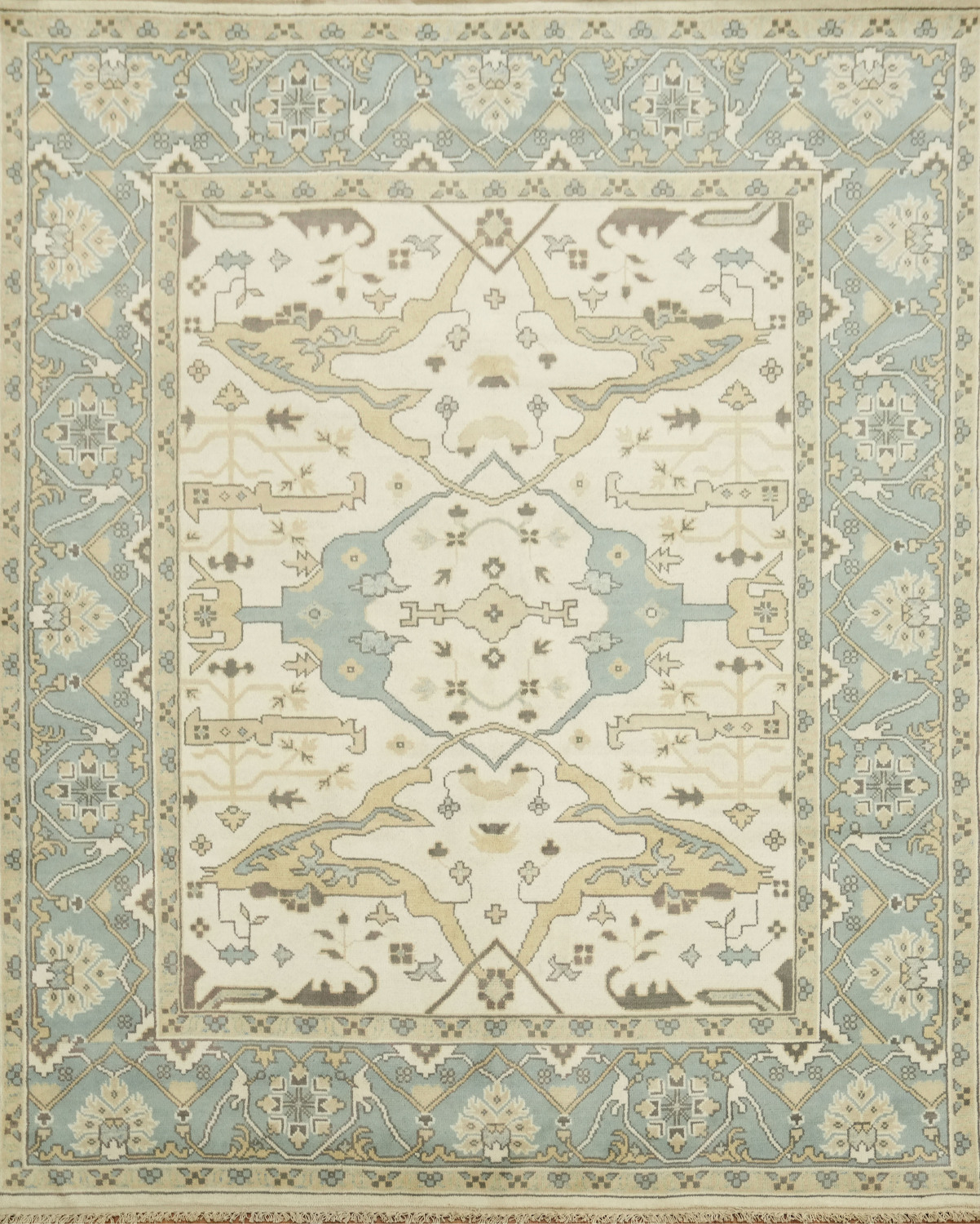 Traditional 8'x10' Blue and Cream Vintage-style Area Rug Decor