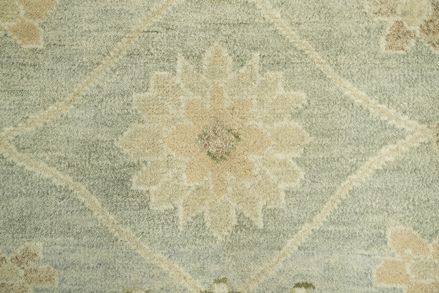 Soft Pastel Light Blue and Green Oushak Large Rug 9'x12'