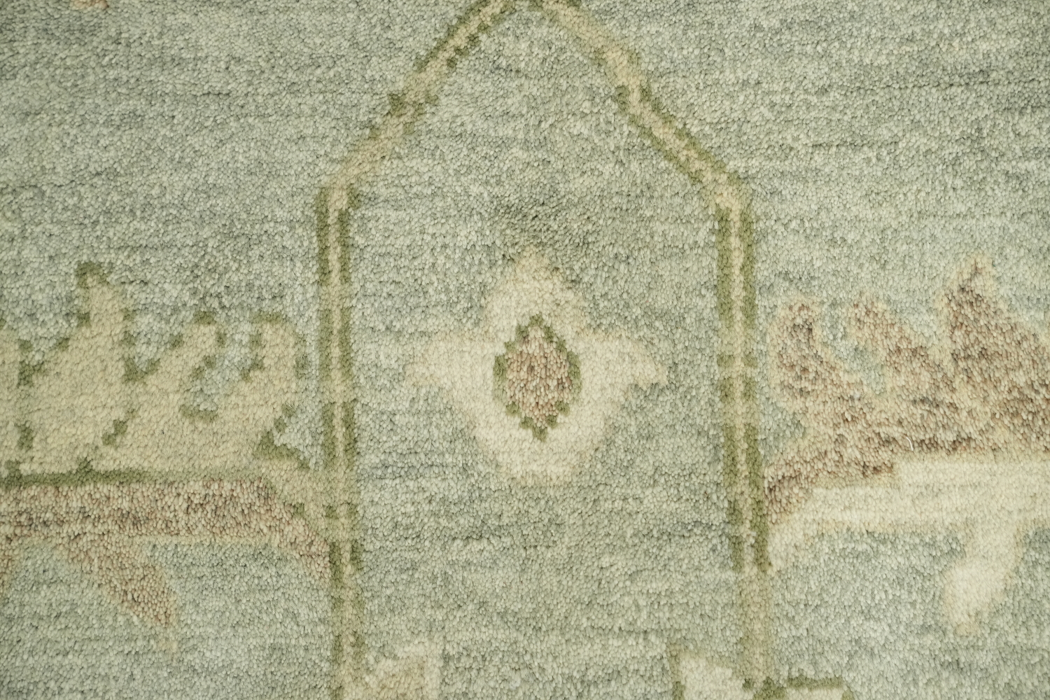 Soft Pastel Light Blue and Green Oushak Large Rug 9'x12'