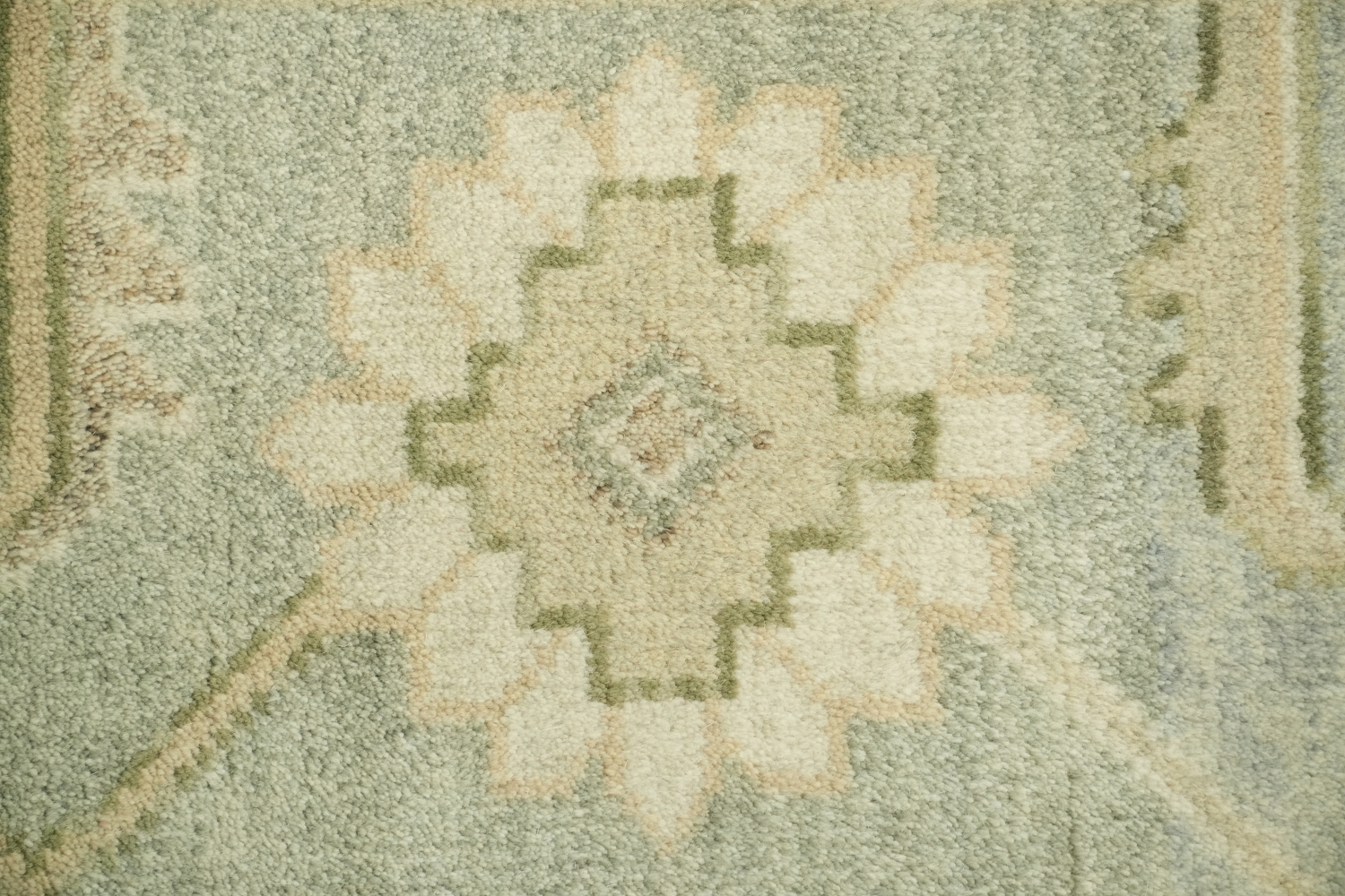 Soft Pastel Light Blue and Green Oushak Large Rug 9'x12'