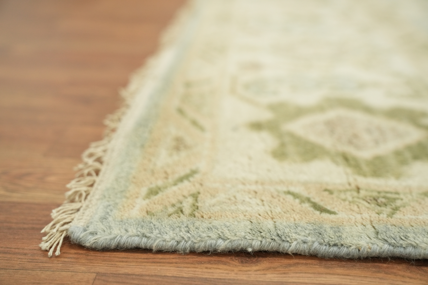 Soft Pastel Light Blue and Green Oushak Large Rug 9'x12'