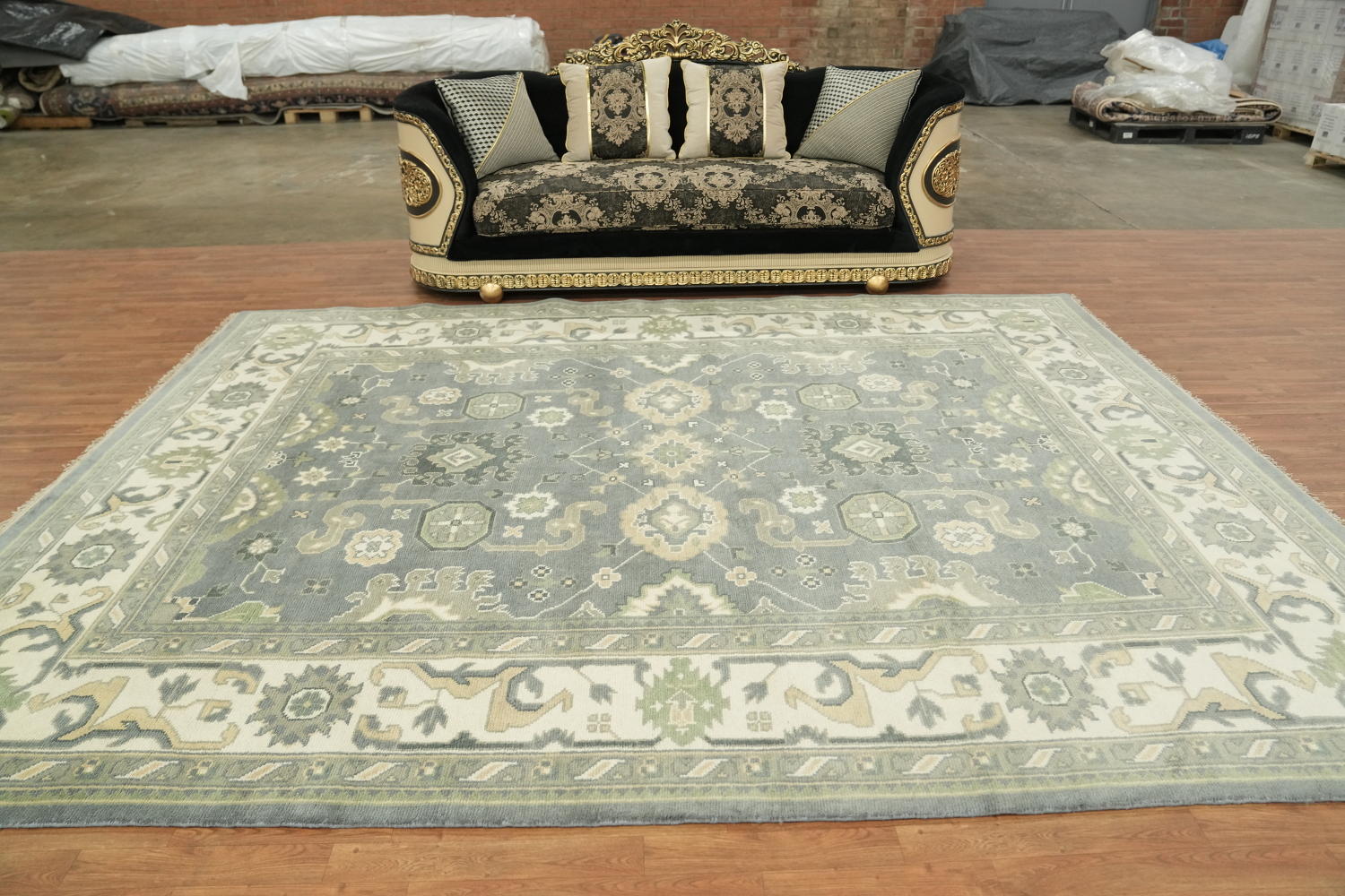 All-Over Oushak Grey Toned Rug Perfect for Living Rooms 9'x12'