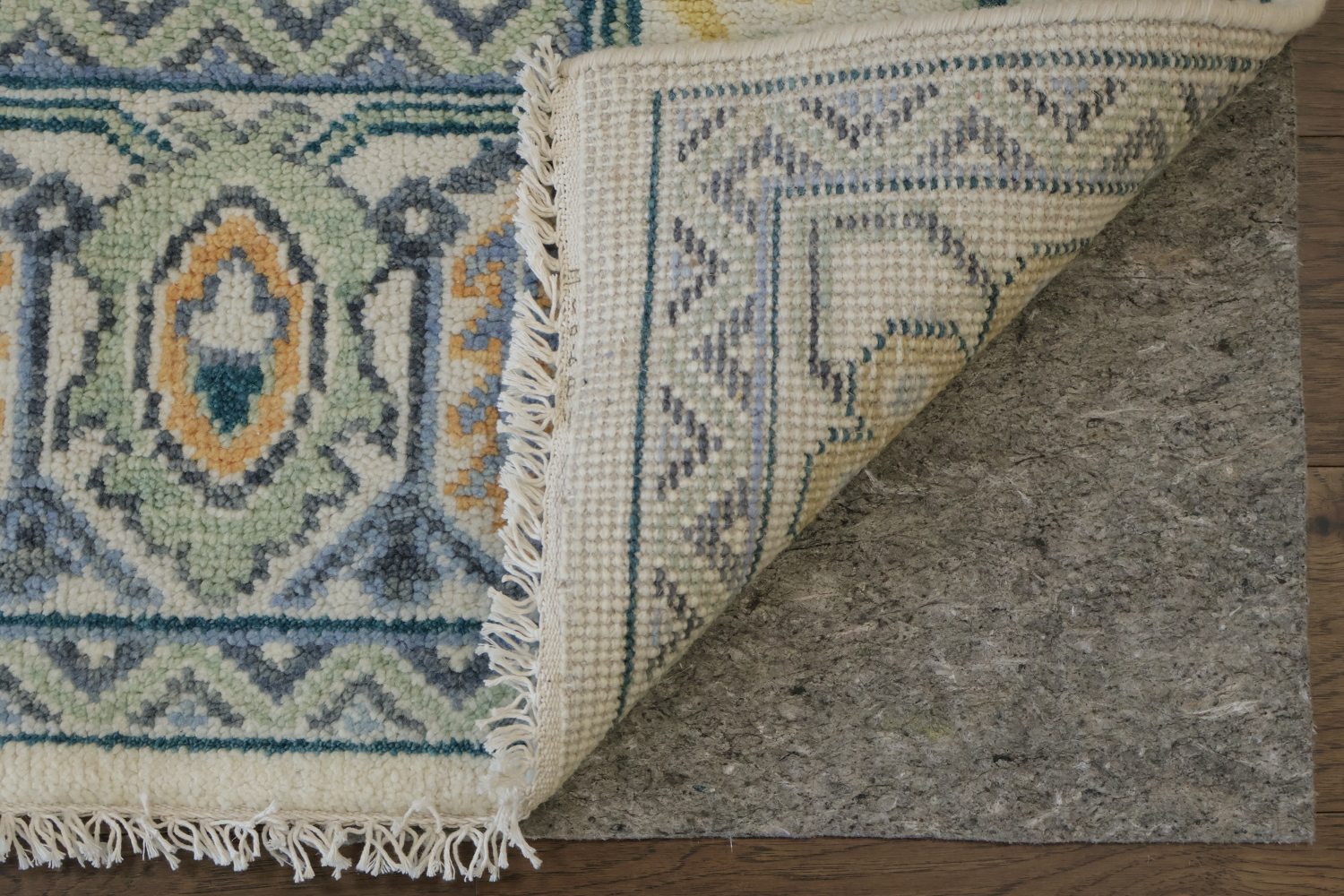 Artisan Blue and Beige Rug with Delicate Botanical Patterns 8'x10'