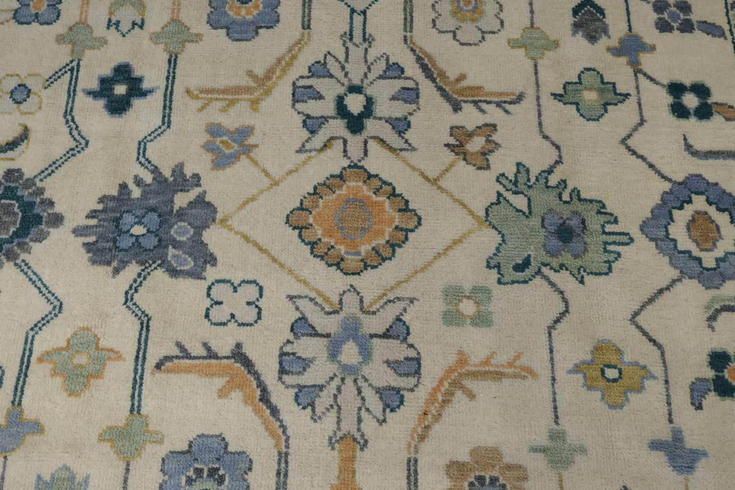 Artisan Blue and Beige Rug with Delicate Botanical Patterns 8'x10'