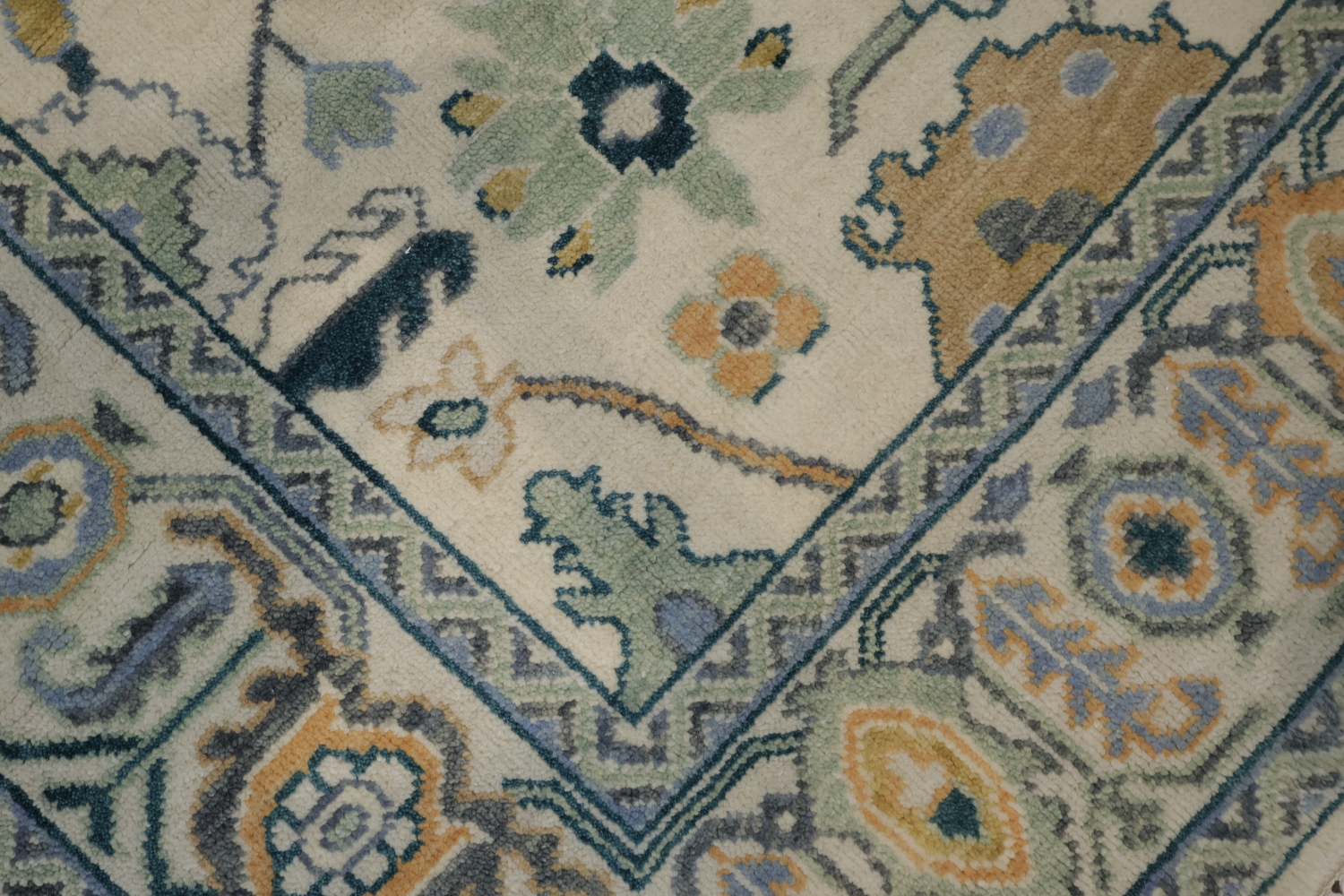 Artisan Blue and Beige Rug with Delicate Botanical Patterns 8'x10'