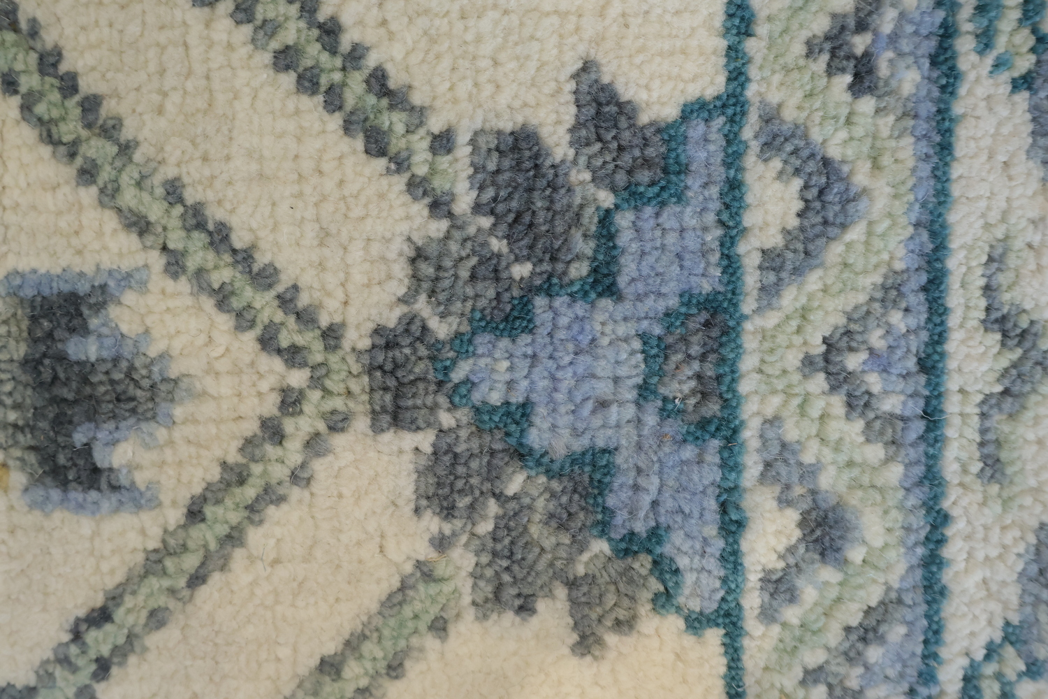 Artisan Blue and Beige Rug with Delicate Botanical Patterns 8'x10'