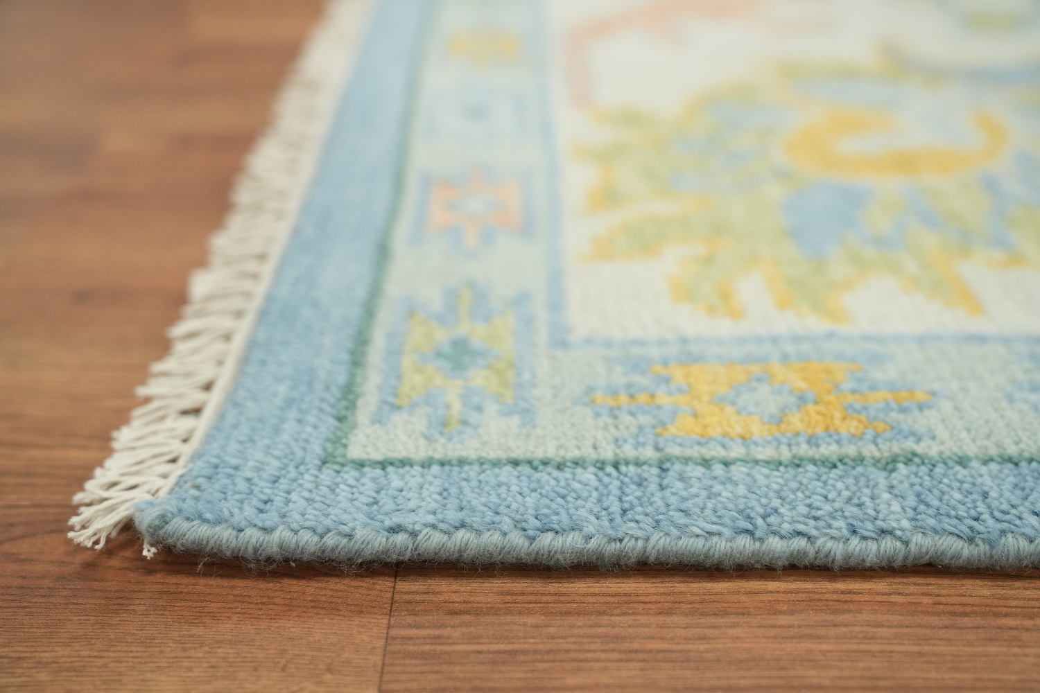 Luxury Handmade Oushak Rug Featuring Soft Blue and Delicate Hues 8'x10'