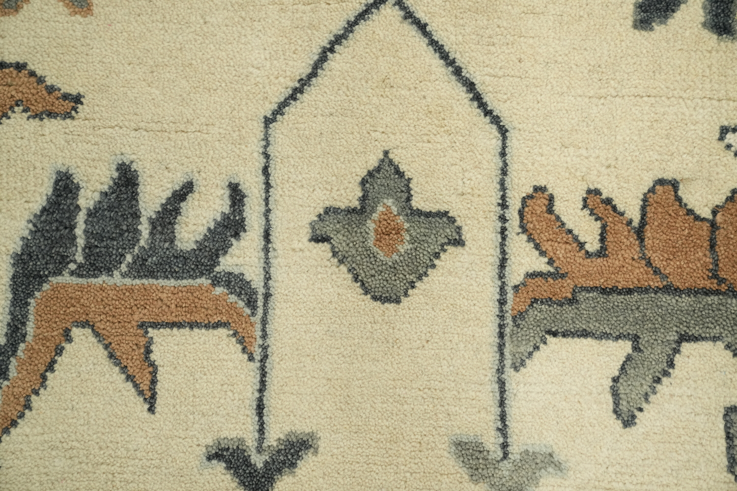 Traditional Ivory and Green Oushak Hand Made Area Rug 9x12