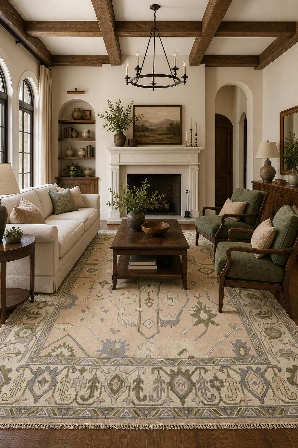 Traditional Area Rug in Subtle Tones and Delicate Motifs 9'x12'