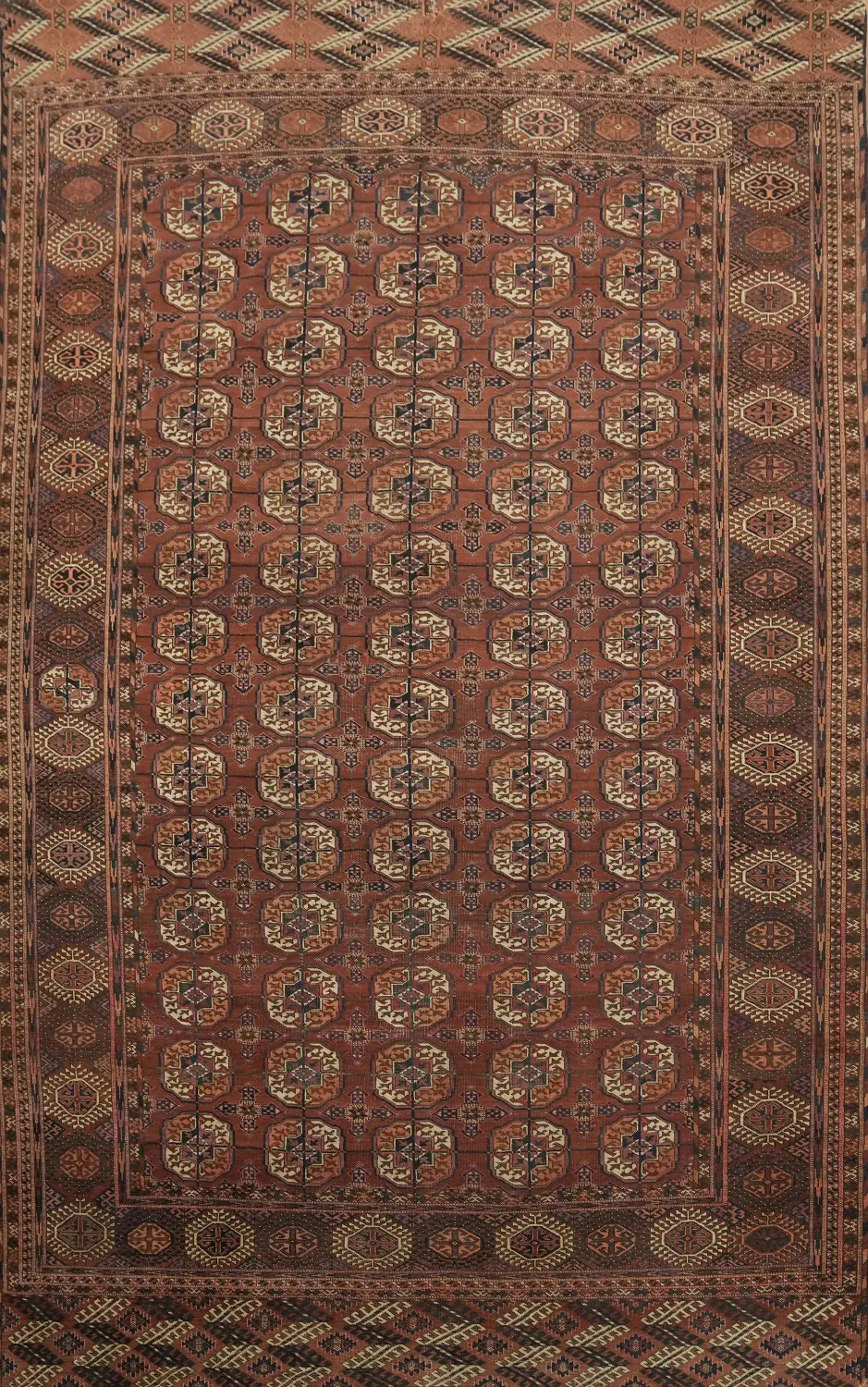 Antique Wool Turkoman Persian Area Rug 7x12