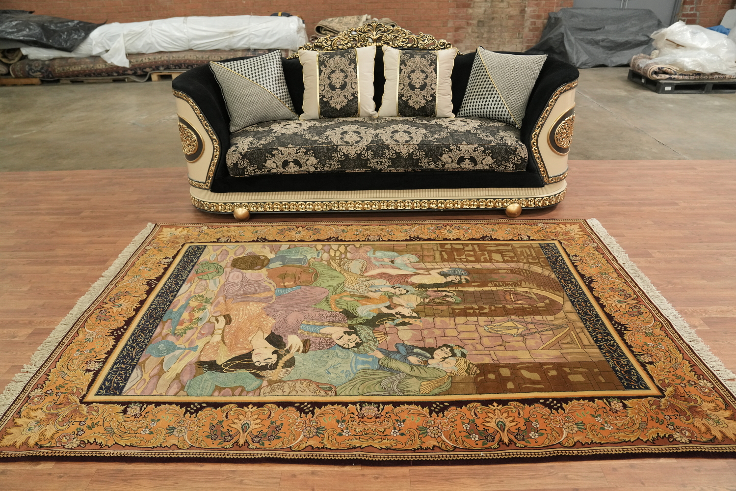 Rare Antique Pictorial Wool Tabriz Persian Area Rug 6x9