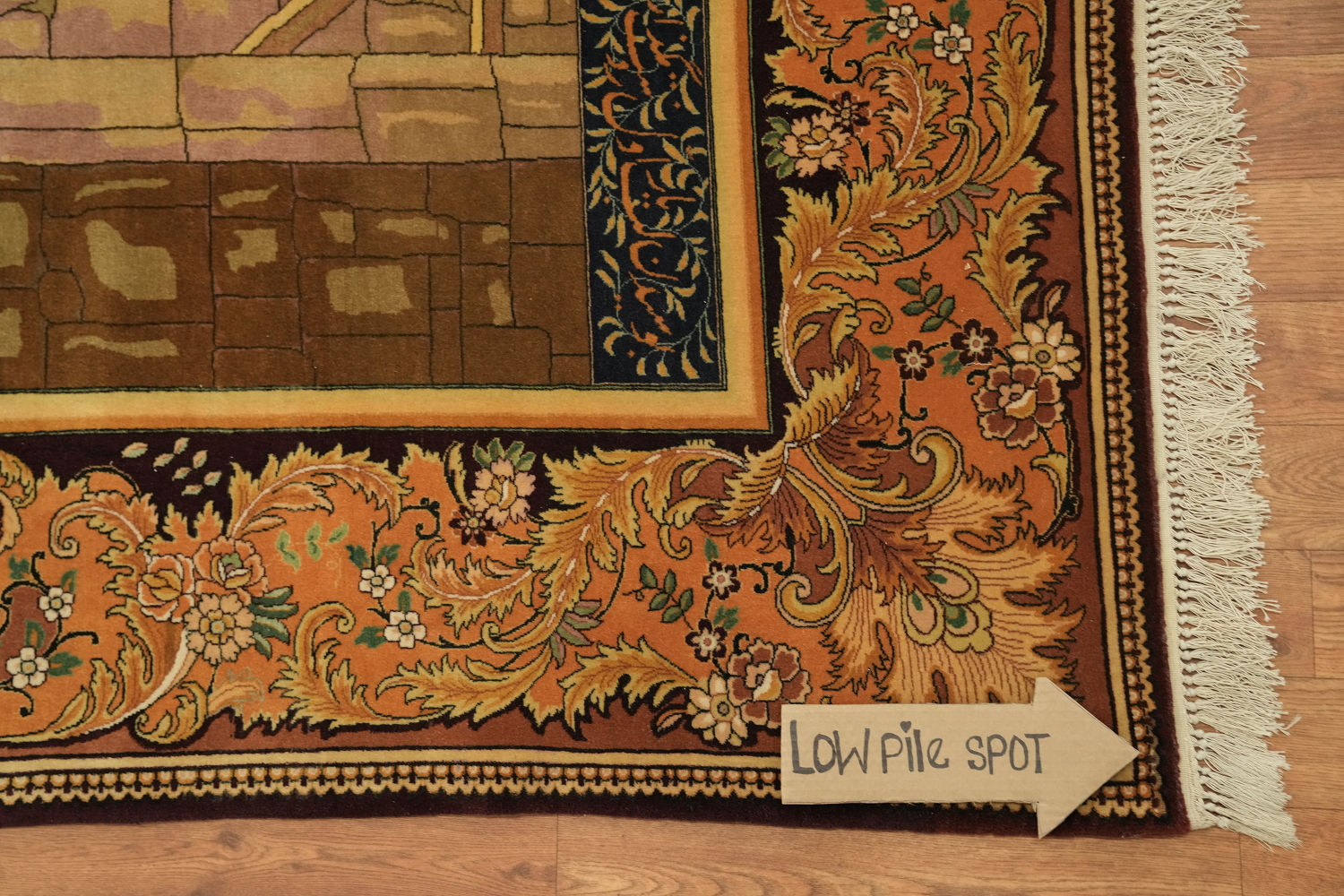 Rare Antique Pictorial Wool Tabriz Persian Area Rug 6x9