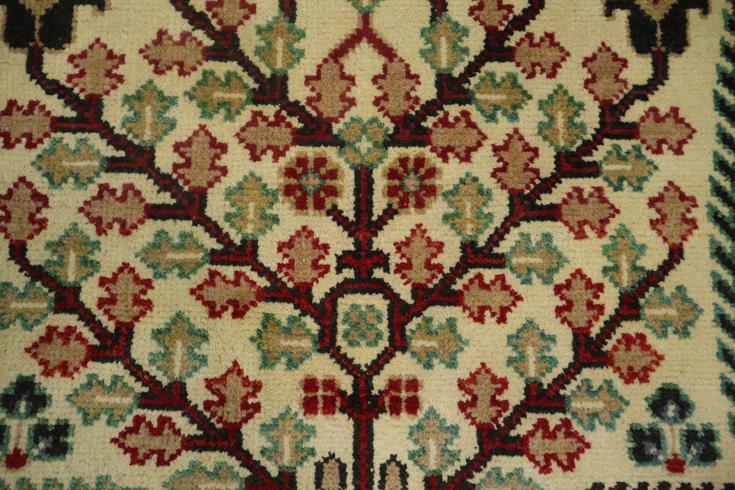 Intricate Tree Designs on a Rustic Decorative Rug 8'x10'