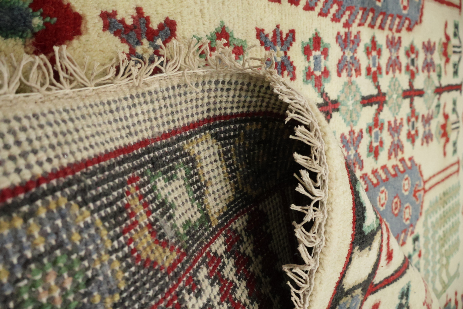 Intricate Tree Designs on a Rustic Decorative Rug 8'x10'