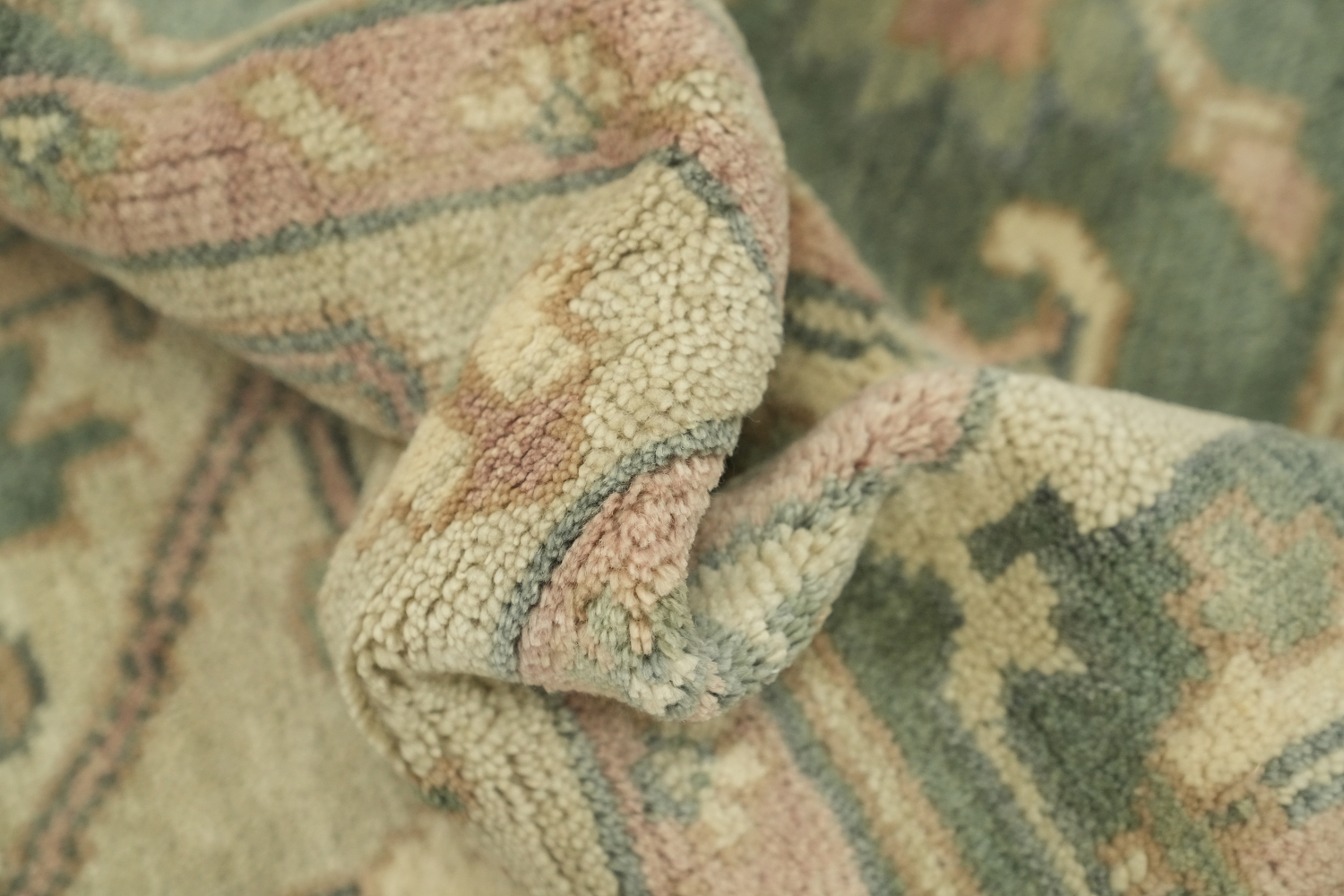 Luxurious Antique Style Sage Green Oushak Living Room Rug 9'x12'