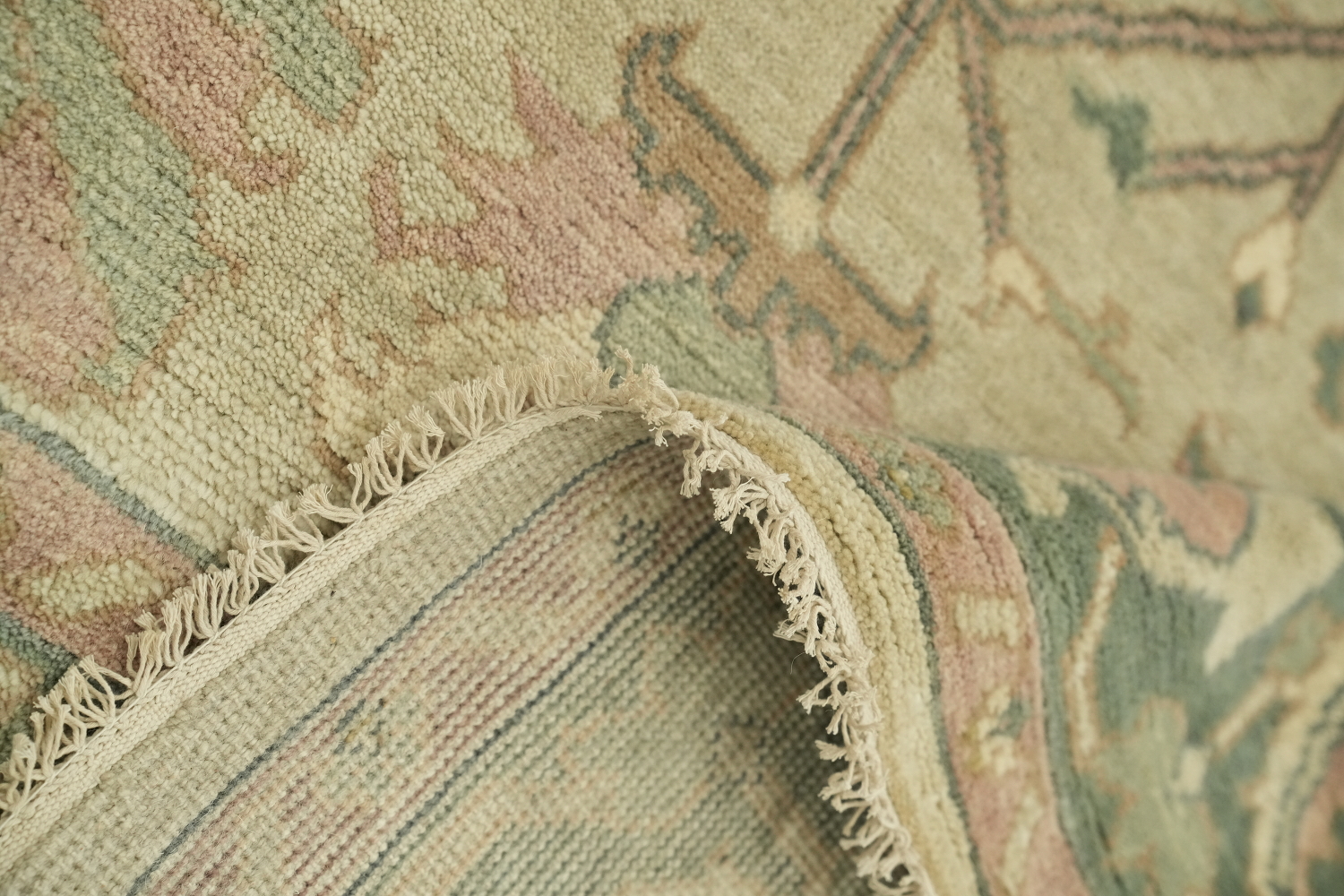 Luxurious Antique Style Sage Green Oushak Living Room Rug 9'x12'