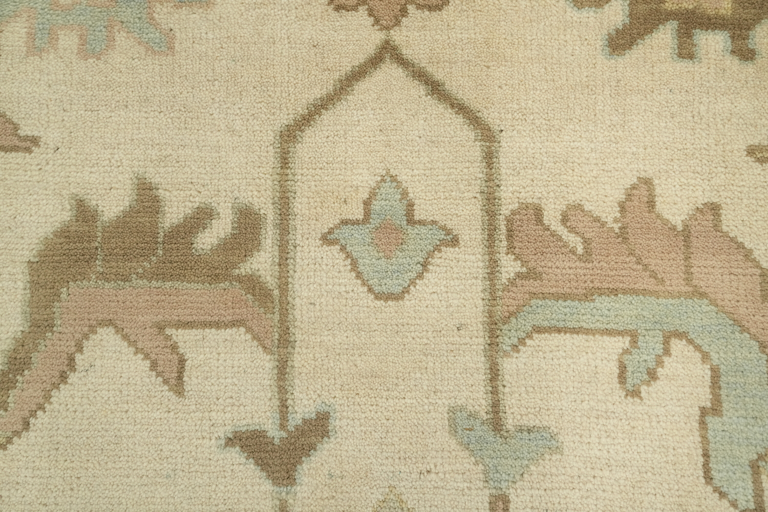 Neutral Toned Oushak All-Over Hand-Knotted Wool Rug 9'x12'