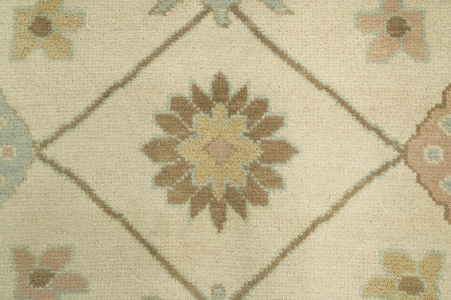 Neutral Toned Oushak All-Over Hand-Knotted Wool Rug 9'x12'