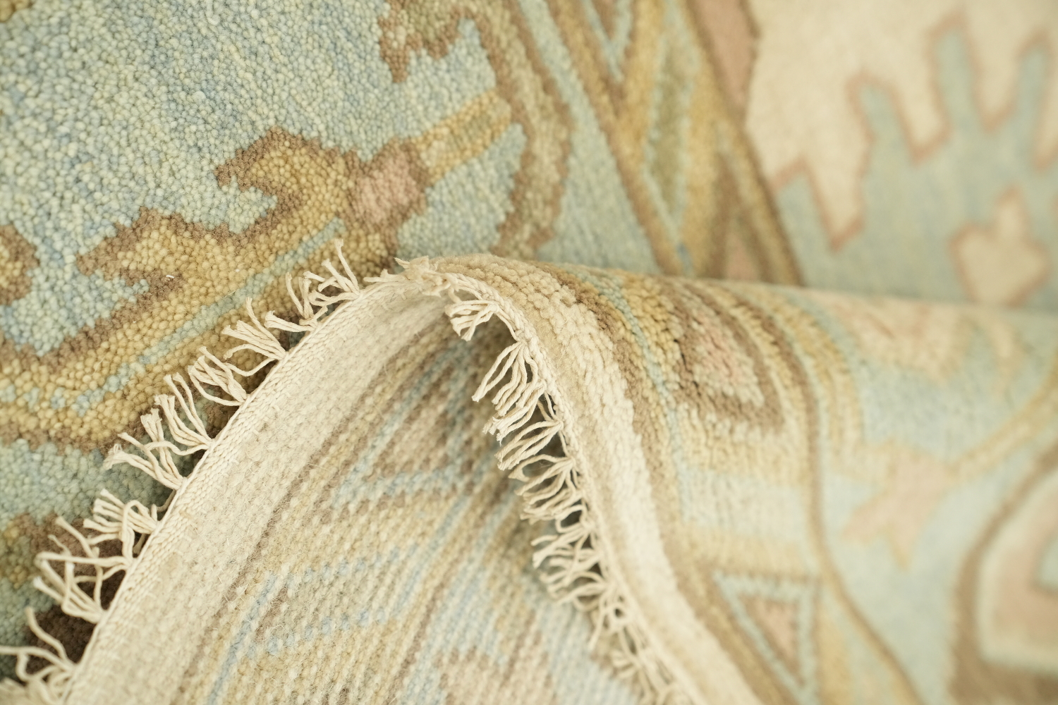 Neutral Toned Oushak All-Over Hand-Knotted Wool Rug 9'x12'