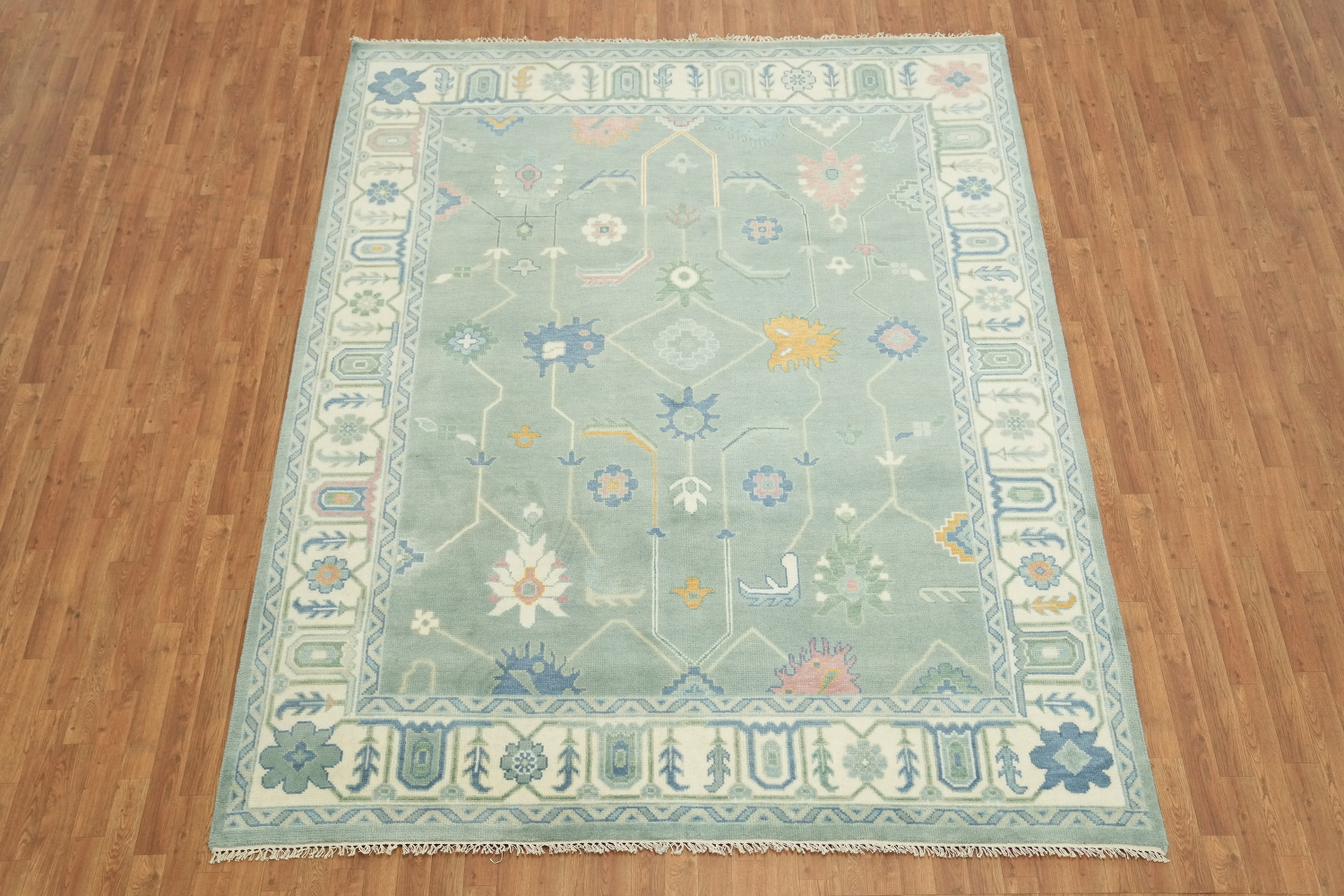 Sea-Foam Green Traditional Oushak Hand Made Area Rug 8x10 ft