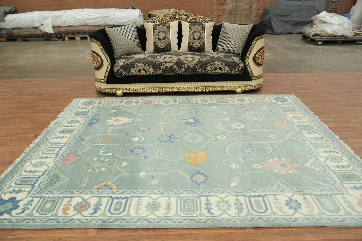 Sea-Foam Green Traditional Oushak Hand Made Area Rug 8x10 ft