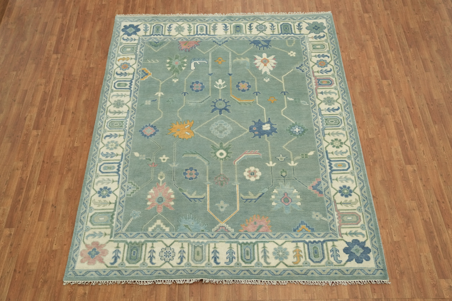 Sea-Foam Green Traditional Oushak Hand Made Area Rug 8x10 ft