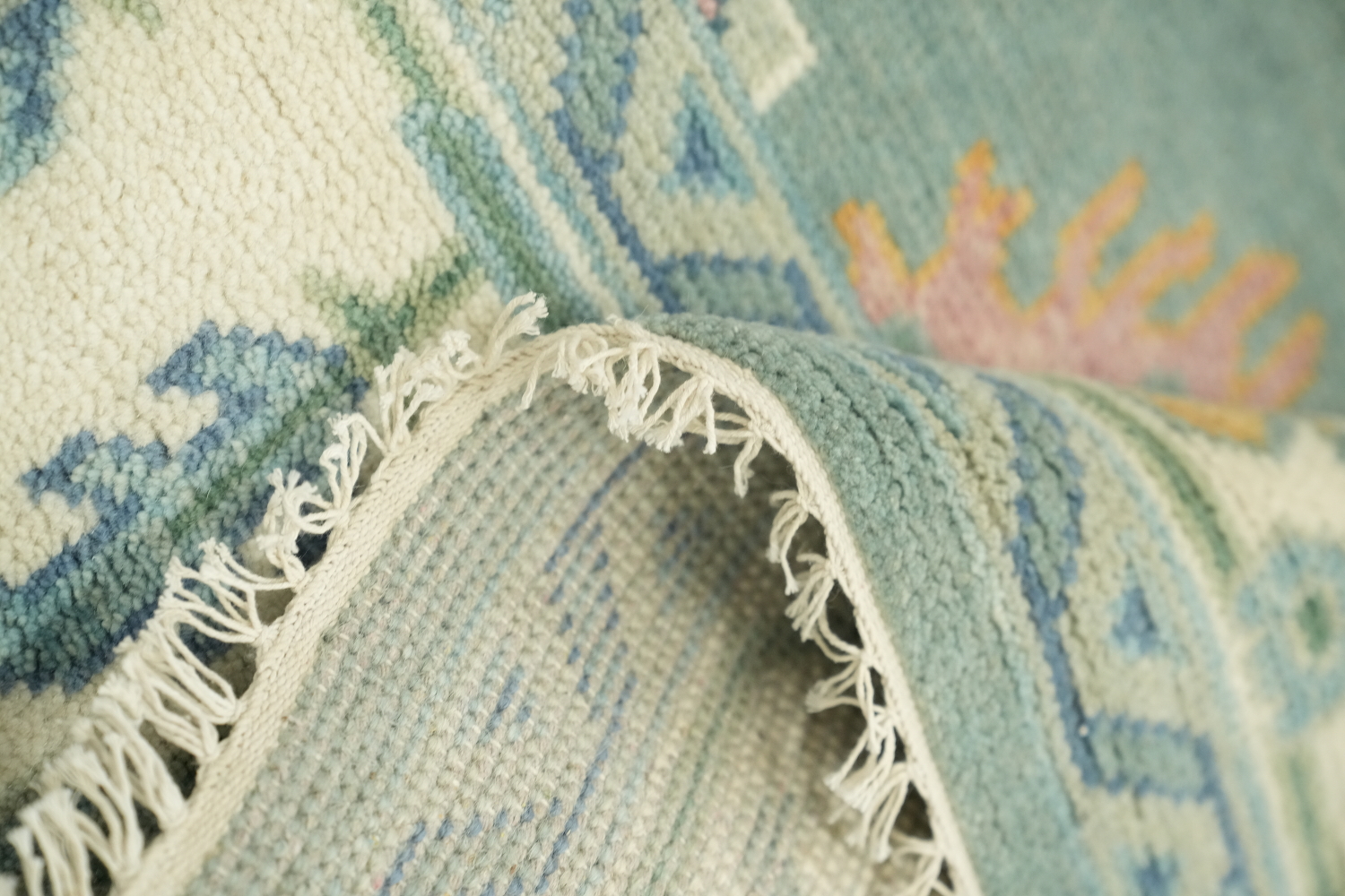 Sea-Foam Green Traditional Oushak Hand Made Area Rug 8x10 ft