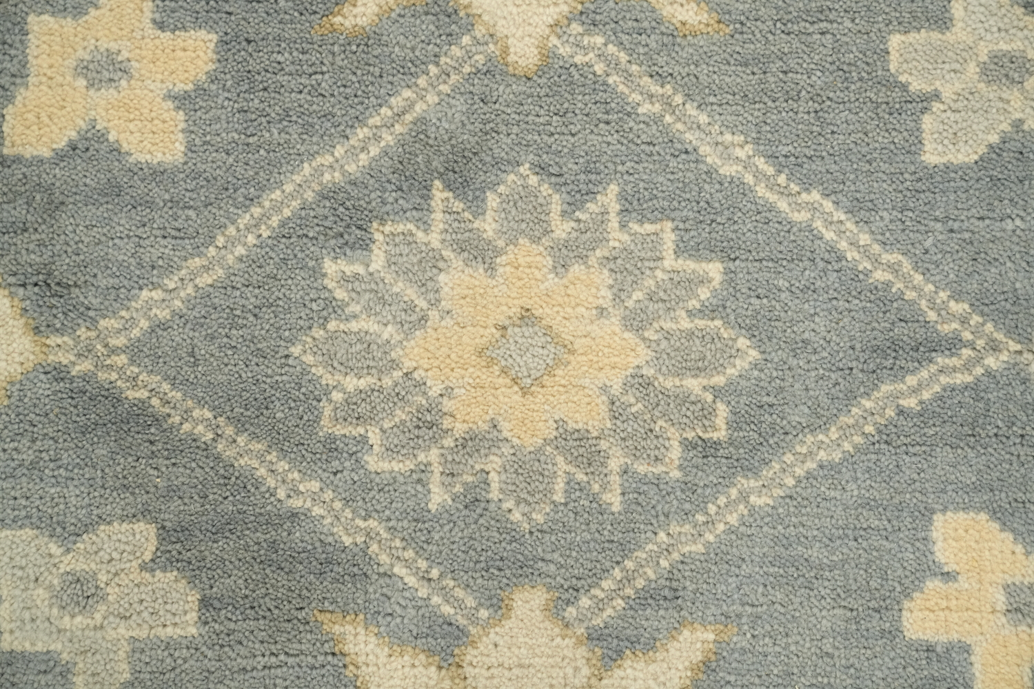 Charming Oushak Wool Area Rug in Soft Hues of Blue and Ivory 8'x10'