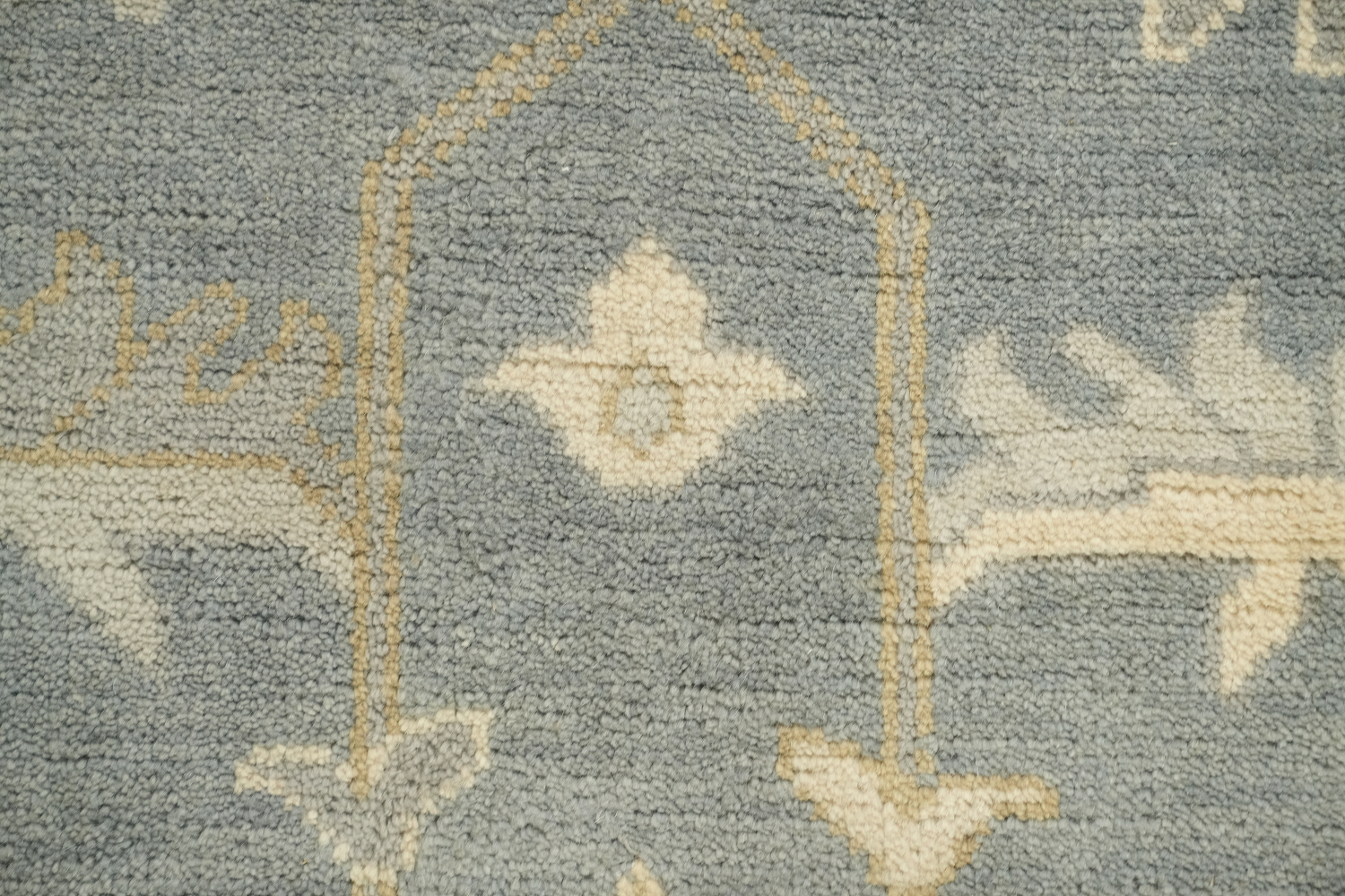 Charming Oushak Wool Area Rug in Soft Hues of Blue and Ivory 8'x10'