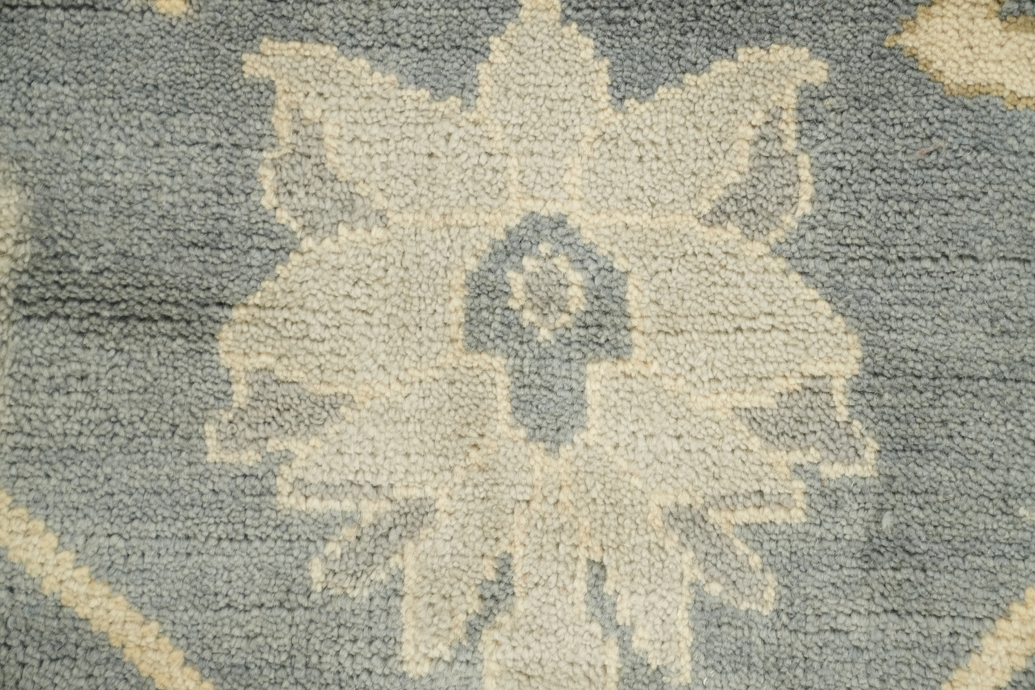 Charming Oushak Wool Area Rug in Soft Hues of Blue and Ivory 8'x10'