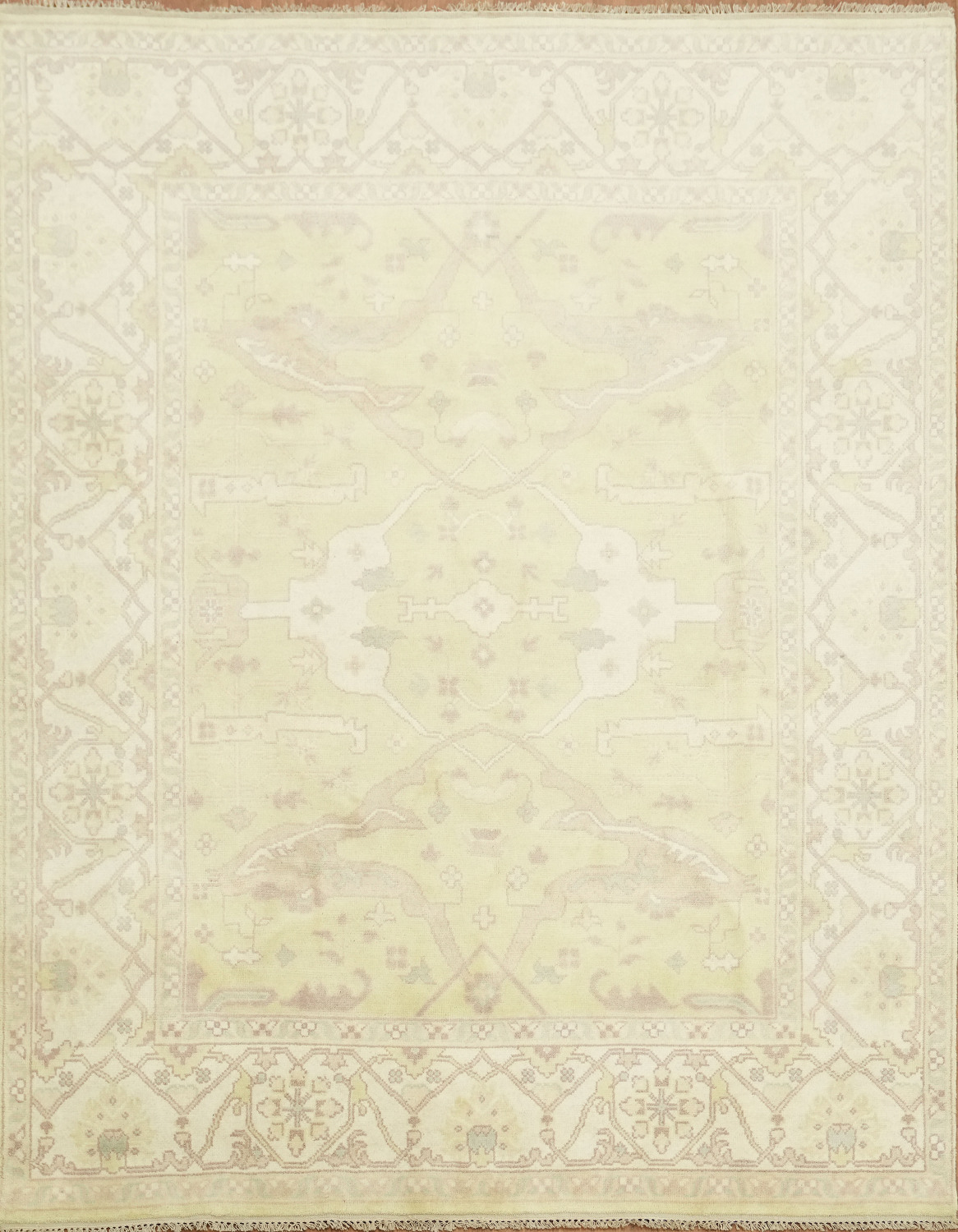 Lemon Green Traditional Oushak Hand Made Area Rug 8x10