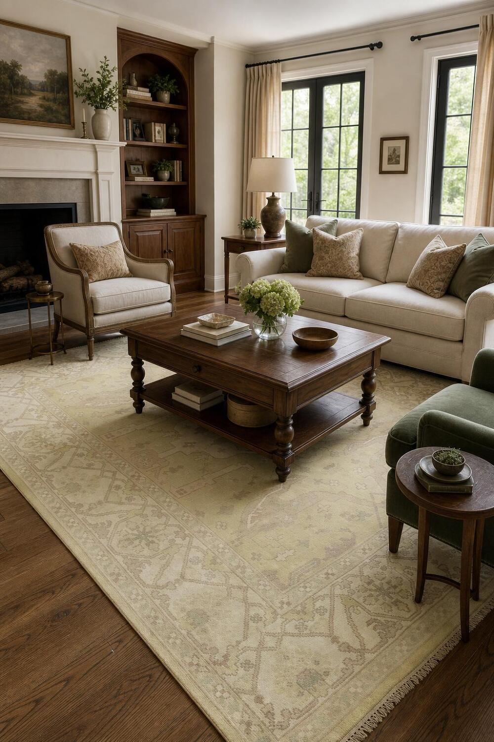 Lemon Green Traditional Oushak Hand Made Area Rug 8x10