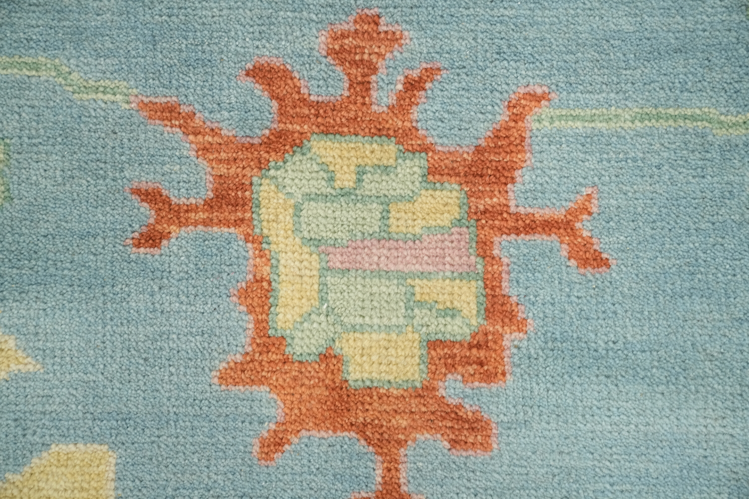 Classic Pastel Patterned Light Blue Oushak Rug for a Graceful Living Space 8'x10'
