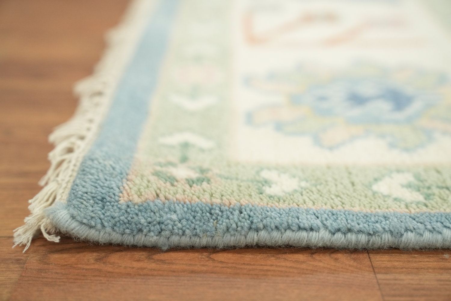 Classic Pastel Patterned Light Blue Oushak Rug for a Graceful Living Space 8'x10'