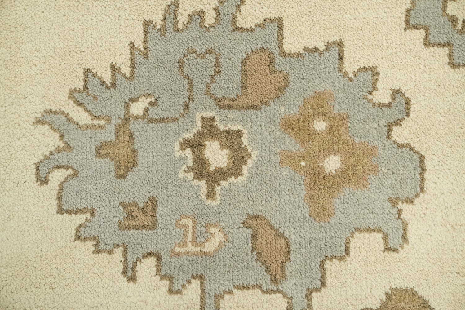 Classic Ivory and Green Oushak Traditional Area Rug 9'x12'