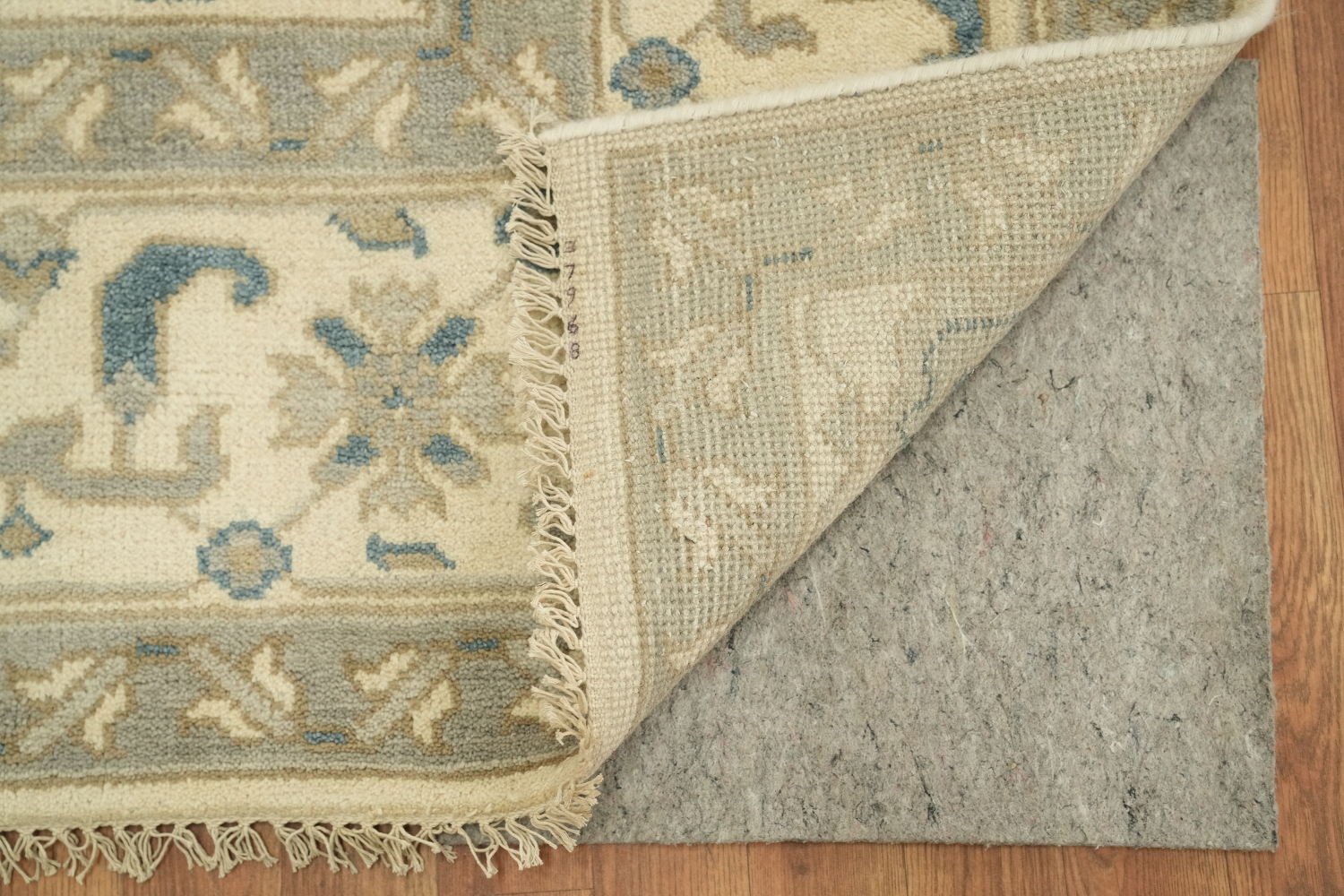 Ornate Ivory and Blue Oushak All-Over Oriental Area Rug 9'x12'
