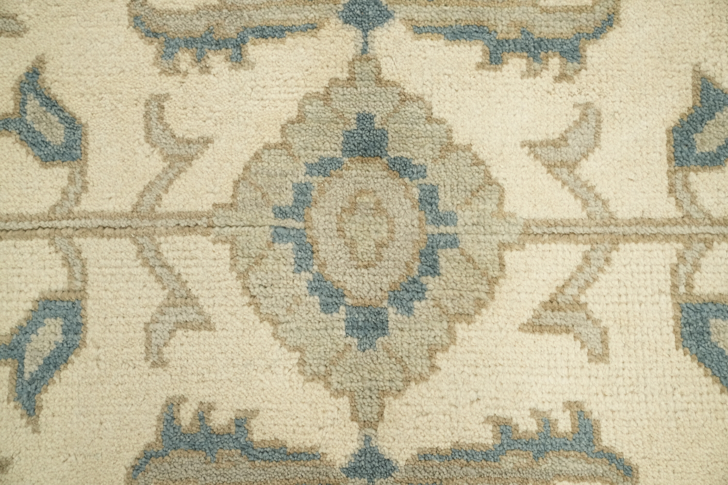 Ornate Ivory and Blue Oushak All-Over Oriental Area Rug 9'x12'