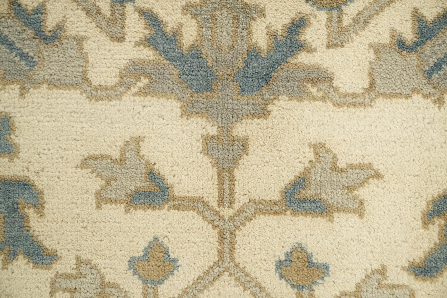 Ornate Ivory and Blue Oushak All-Over Oriental Area Rug 9'x12'