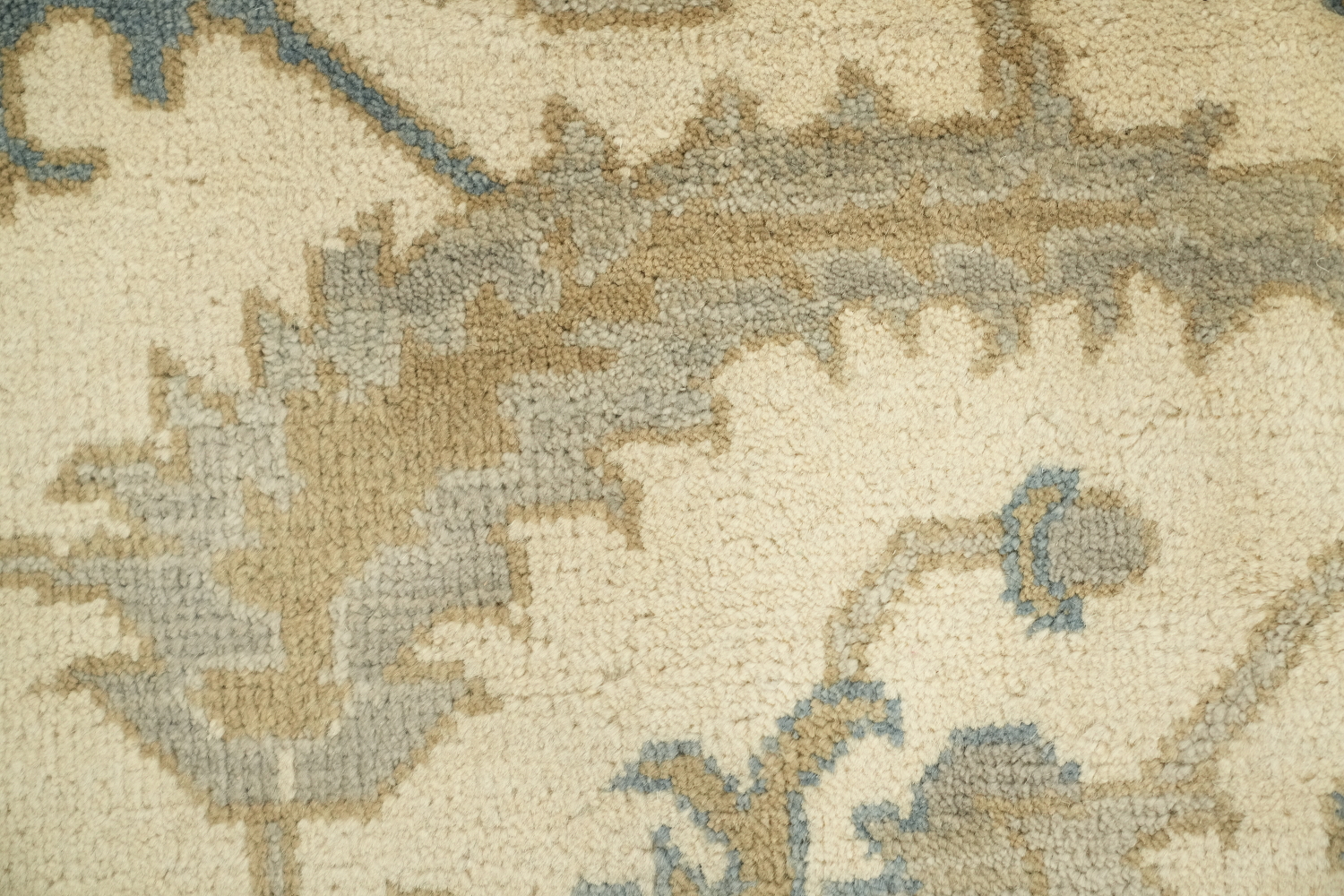 Ornate Ivory and Blue Oushak All-Over Oriental Area Rug 9'x12'