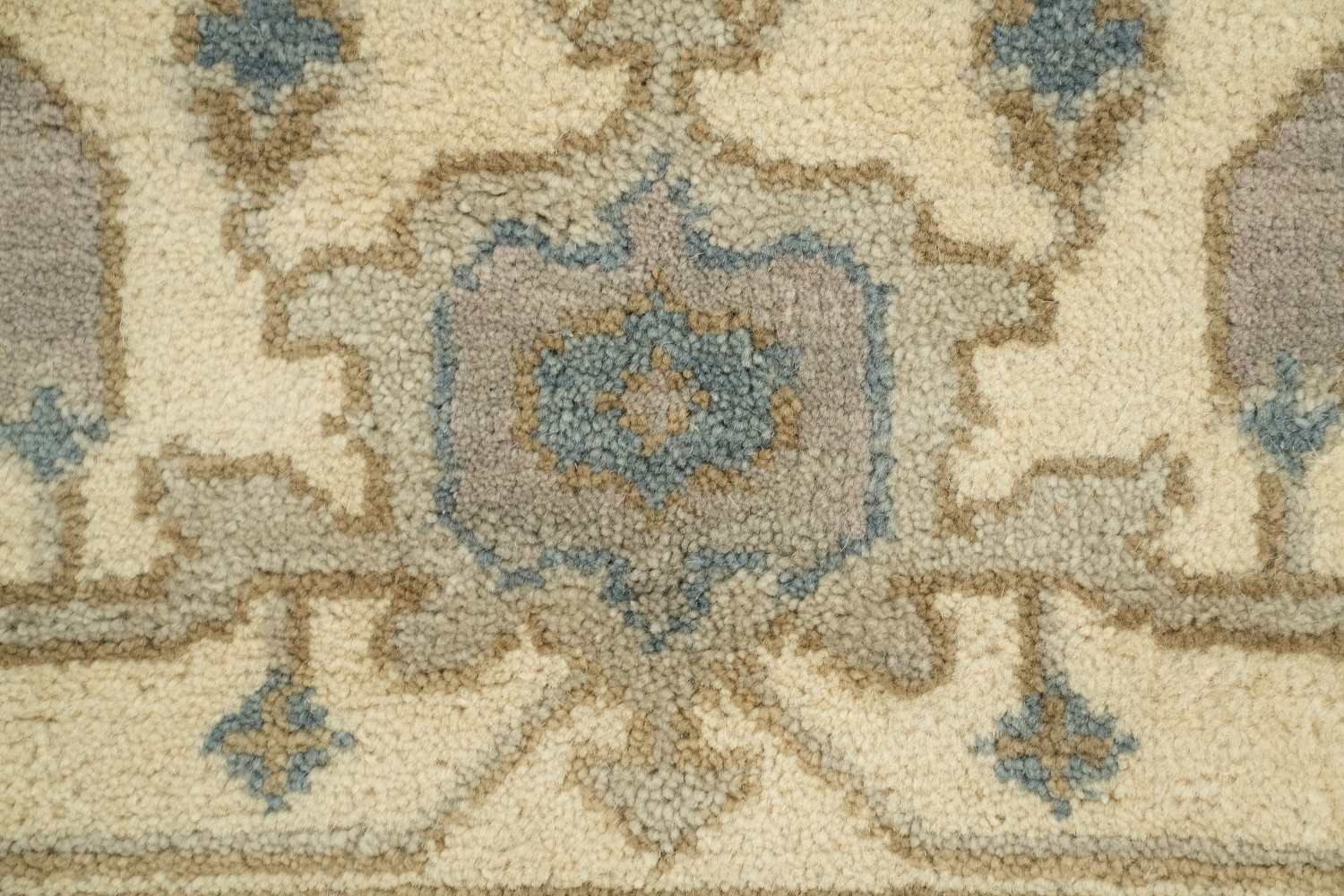 Ornate Ivory and Blue Oushak All-Over Oriental Area Rug 9'x12'