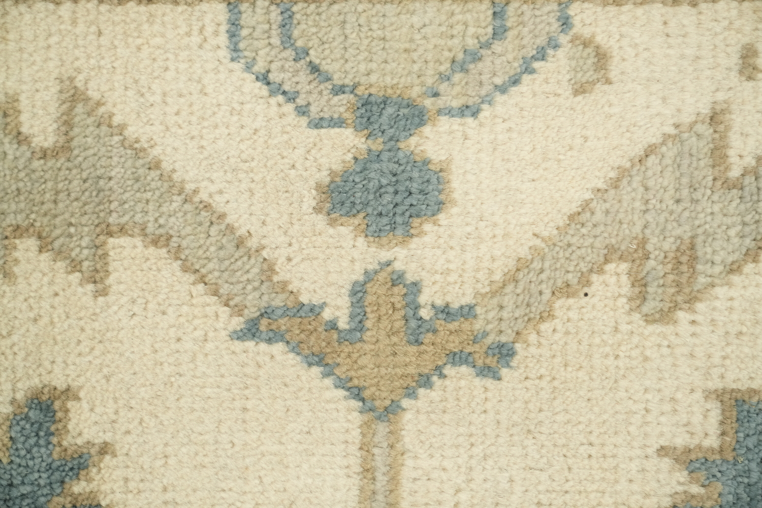 Ornate Ivory and Blue Oushak All-Over Oriental Area Rug 9'x12'