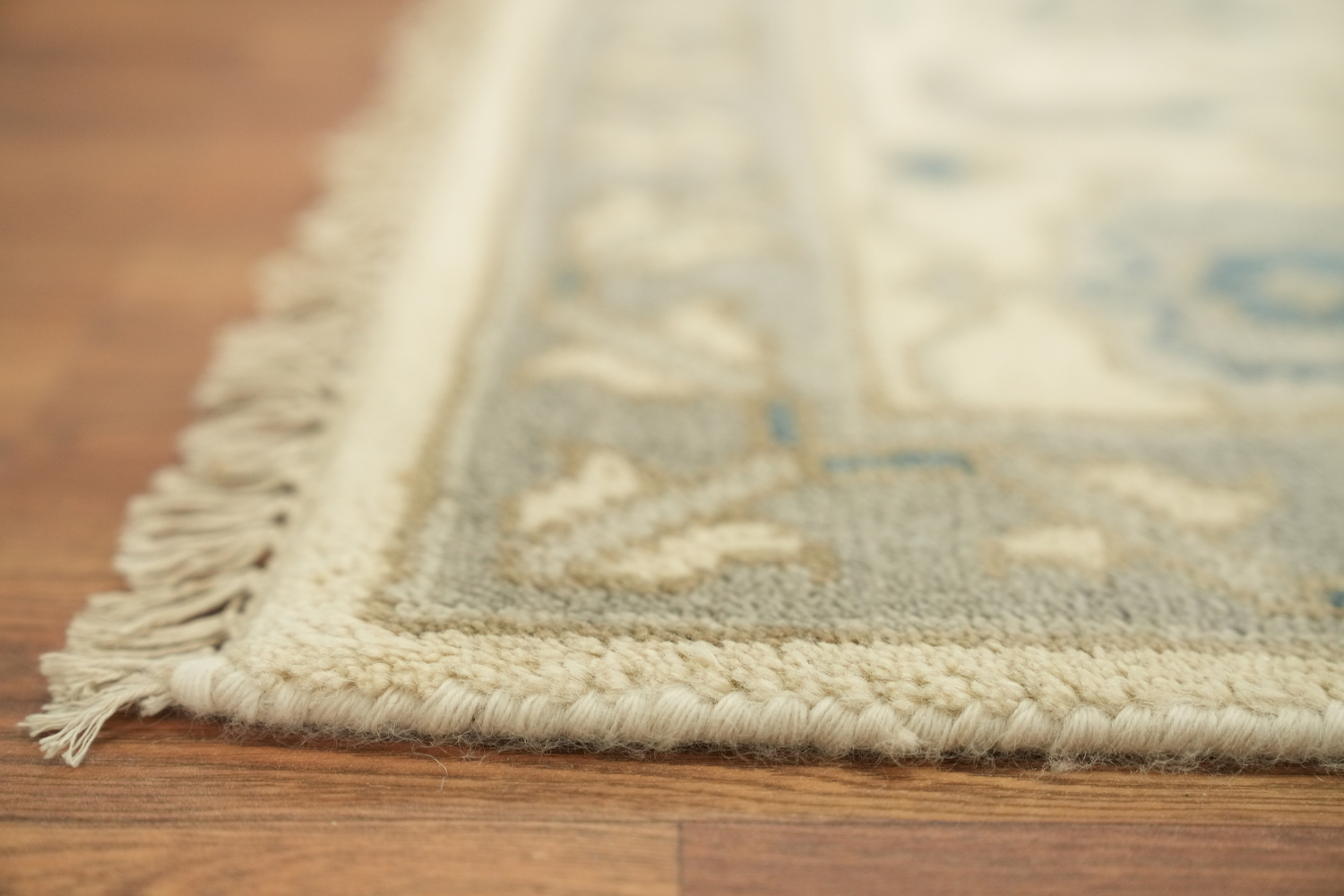 Ornate Ivory and Blue Oushak All-Over Oriental Area Rug 9'x12'