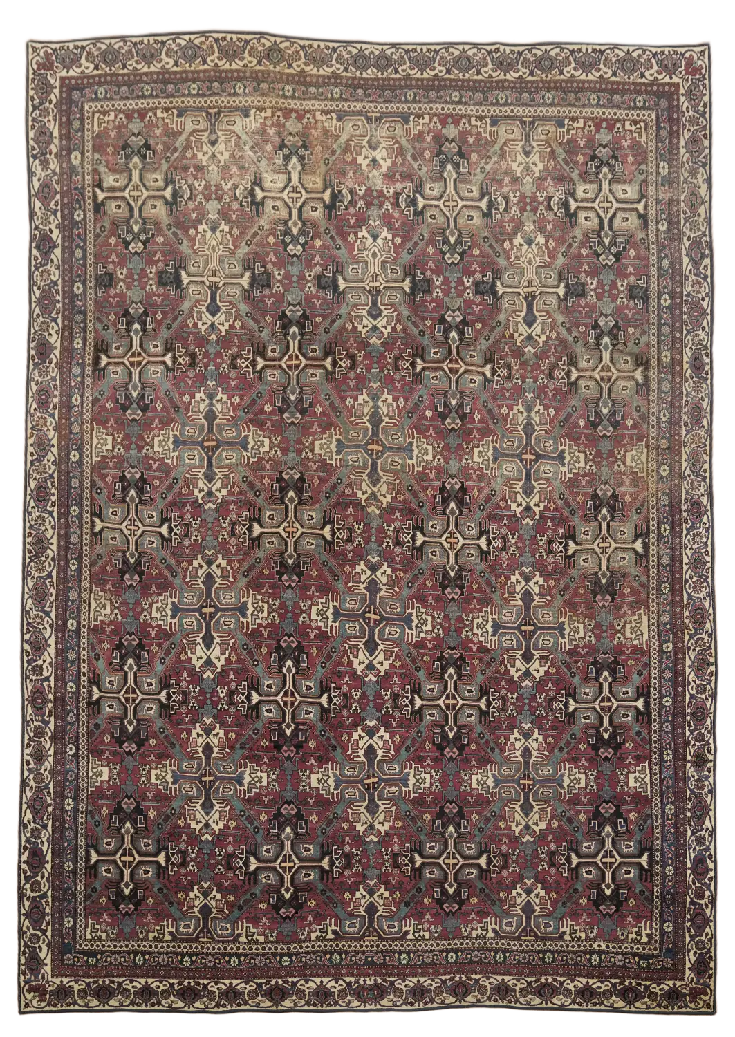 Pre-1900 Antique Mashad PersianWool  Area Rug 9x13
