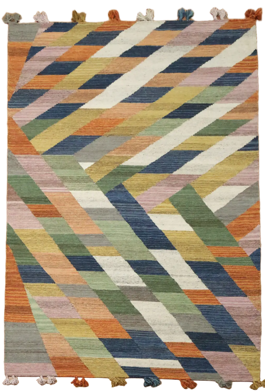 Colorful Zigzag Kilim Rug - Perfect Accent for Modern Interiors 7'x10'